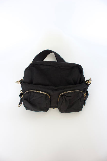 Miu Miu 2000s black nylon crossbody with carabiner