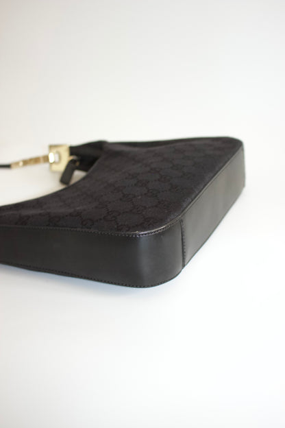 Gucci Tom Ford era black monogram canvas and leather bag