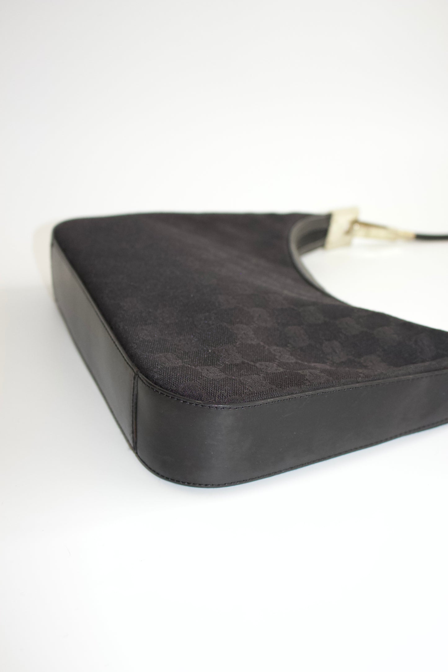 Gucci Tom Ford era black monogram canvas and leather bag