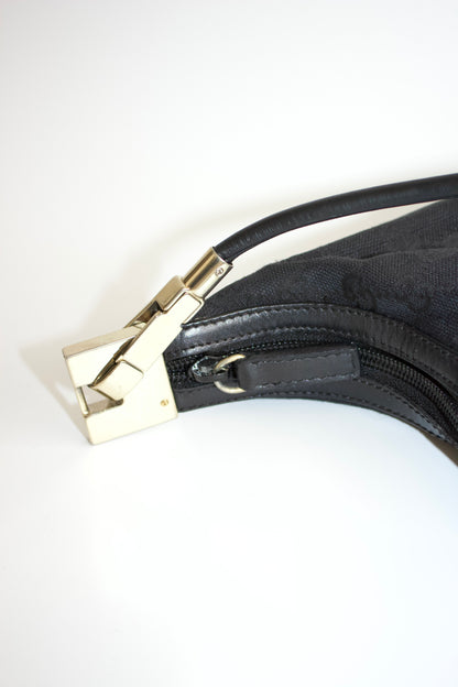 Gucci Tom Ford era black monogram canvas and leather bag