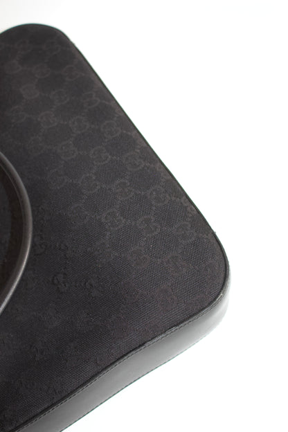 Gucci Tom Ford era black monogram canvas and leather bag