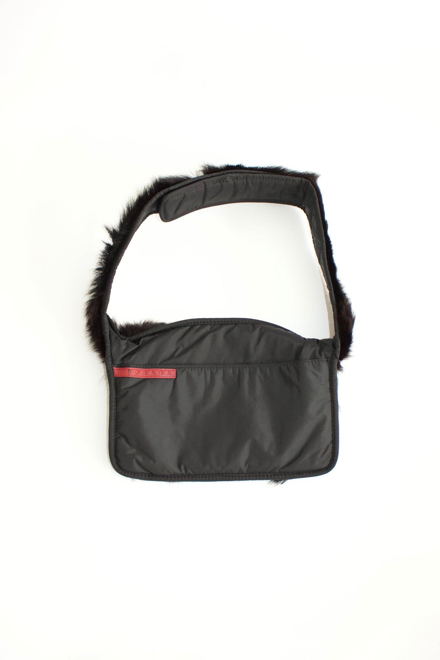Prada FW1999 black goat fur belt bag