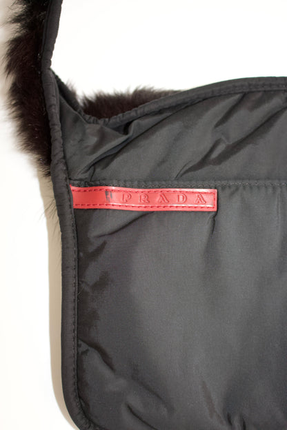 Prada FW1999 black goat fur belt bag