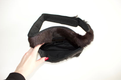 Prada FW1999 black goat fur belt bag