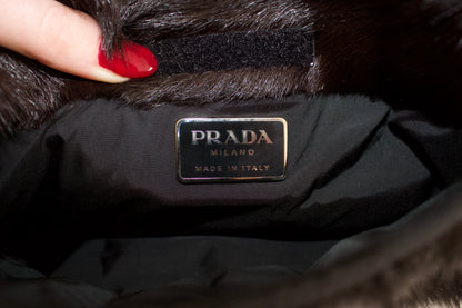 Prada FW1999 black goat fur belt bag
