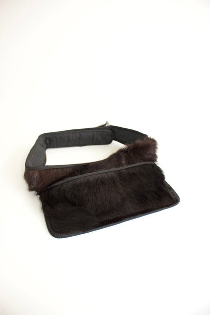 Prada FW1999 black goat fur belt bag