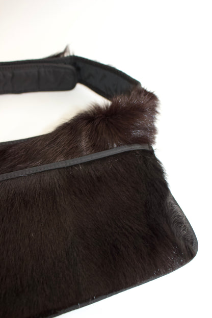 Prada FW1999 black goat fur belt bag