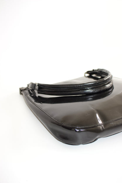 Gucci FW1998 Tom Ford era black glossy leather hobo