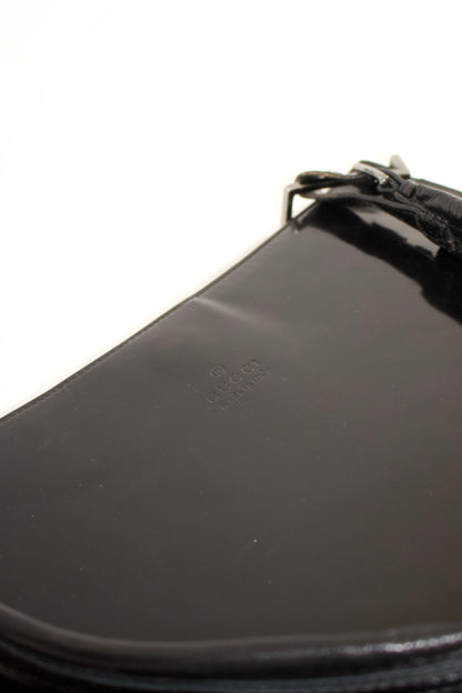 Gucci FW1998 Tom Ford era black glossy leather hobo