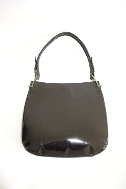 Gucci FW1998 Tom Ford era black glossy leather hobo