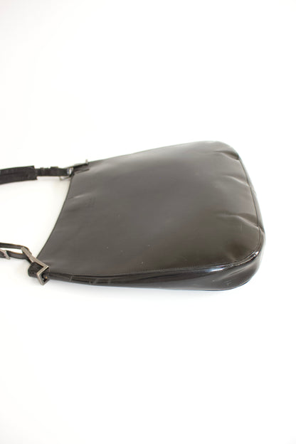 Gucci FW1998 Tom Ford era black glossy leather hobo
