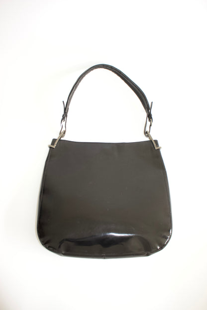 Gucci FW1998 Tom Ford era black glossy leather hobo