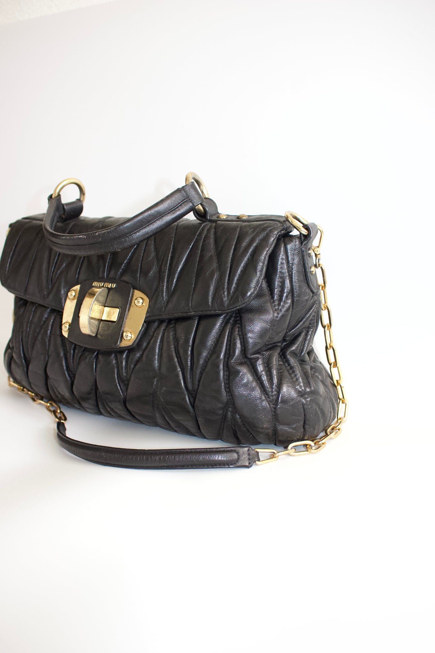 Miu Miu black matelassé crossbody