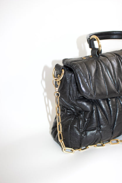 Miu Miu black matelassé crossbody