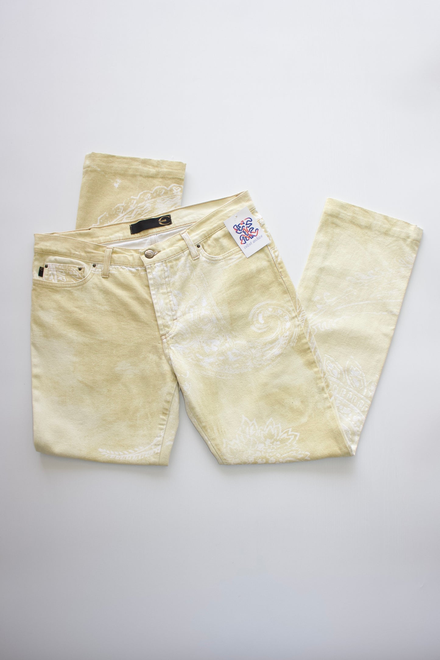 Roberto Cavalli 2000s cream paisley print jeans