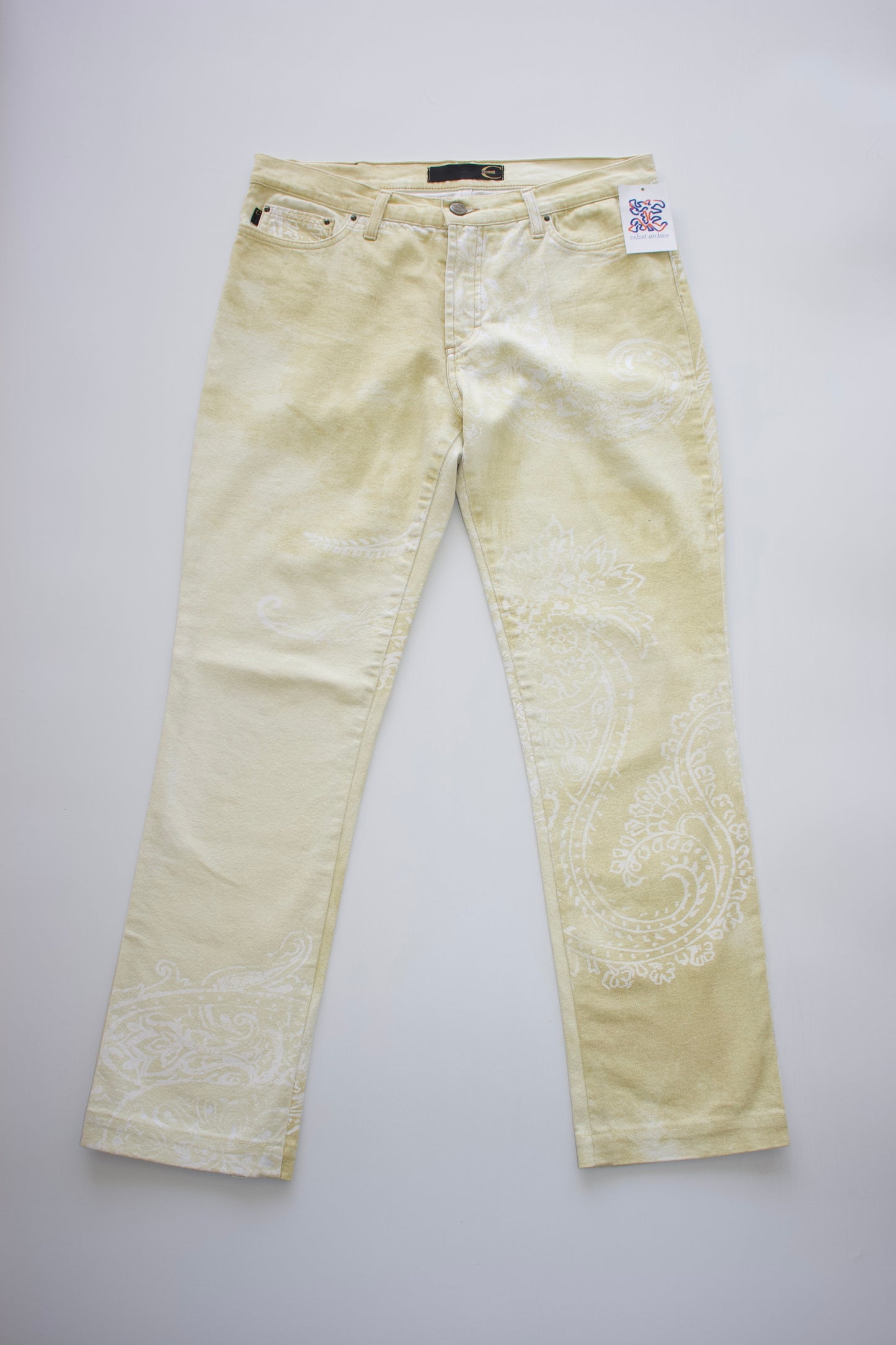 Roberto Cavalli 2000s cream paisley print jeans