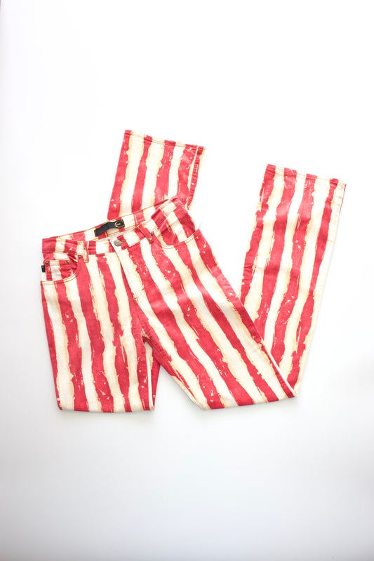 Roberto Cavalli red and white striped jeans