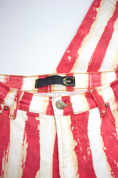 Roberto Cavalli red and white striped jeans
