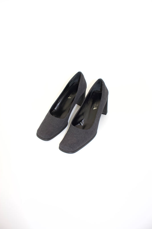 Prada FW 1999 grey fabric pumps