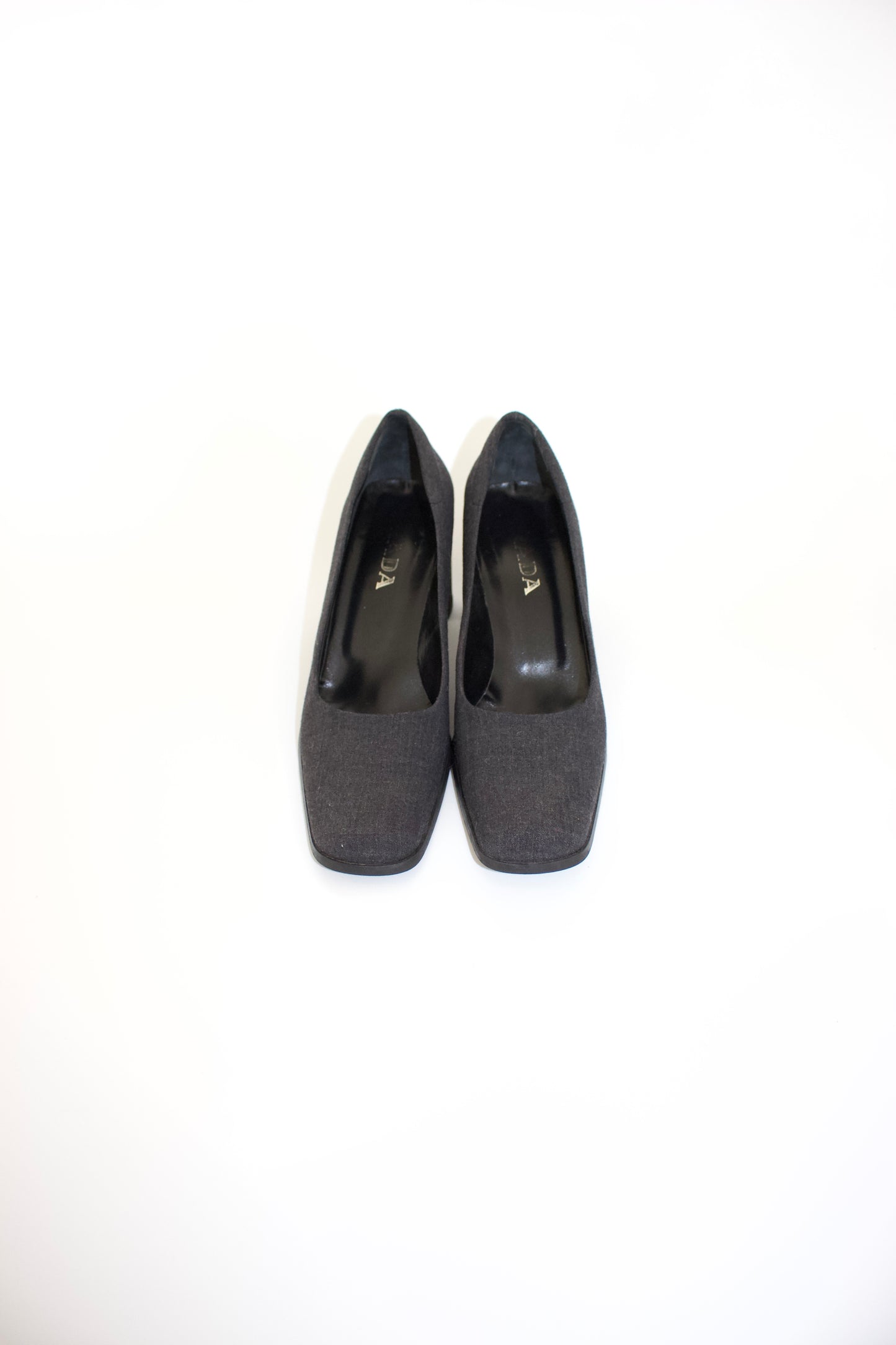 Prada FW 1999 grey fabric pumps
