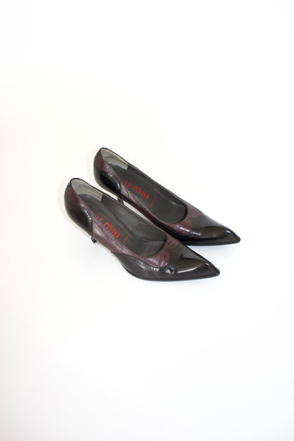 Miu Miu 90s black and purple kitten heels