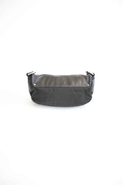 Prada 2000s black nylon & leather baguette