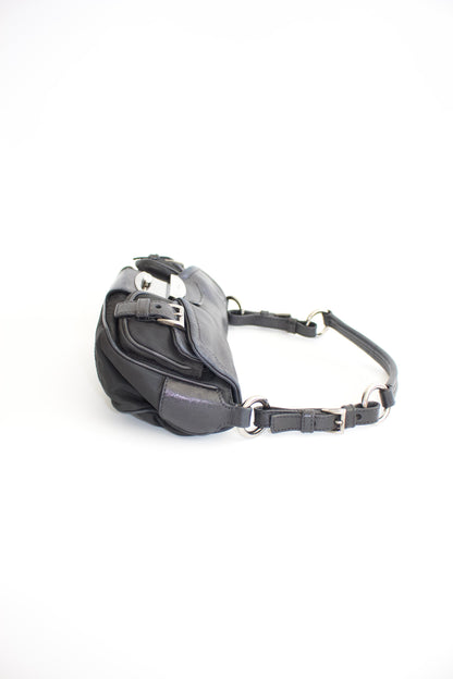 Prada 2000s black nylon & leather baguette