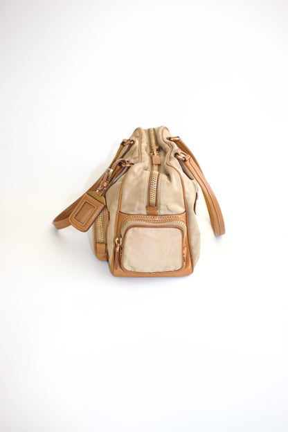 Prada SS 2004 leather and nylon shoulder bag