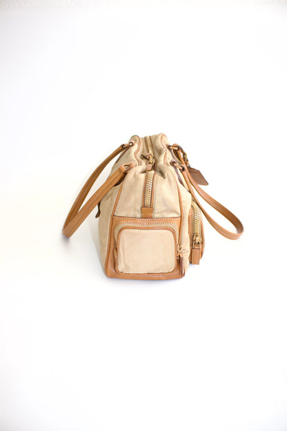 Prada SS 2004 leather and nylon shoulder bag