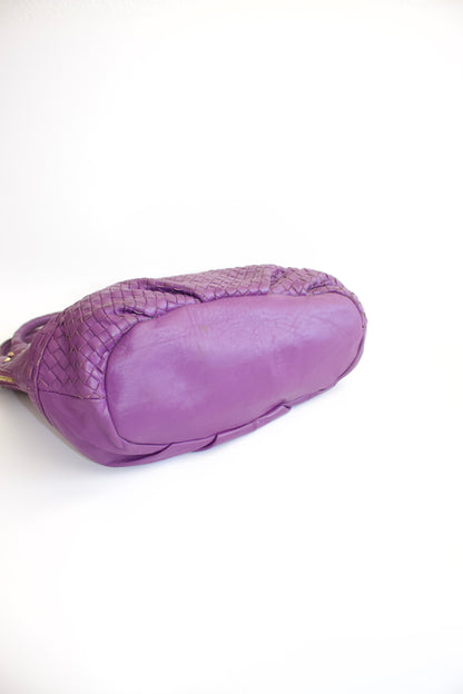 Miu Miu purple woven leather shoulder bag with tassels
