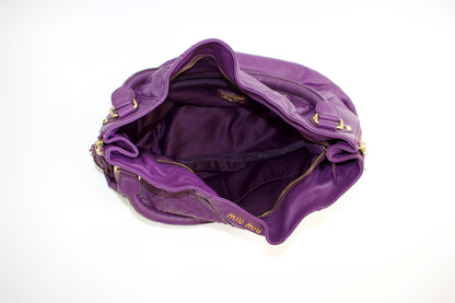 Miu Miu purple woven leather shoulder bag with tassels