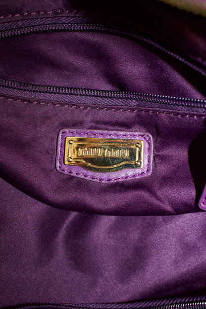 Miu Miu purple woven leather shoulder bag with tassels