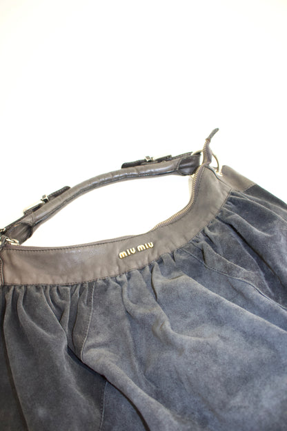 Miu Miu grey suede hobo bag