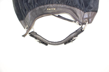 Miu Miu grey suede hobo bag
