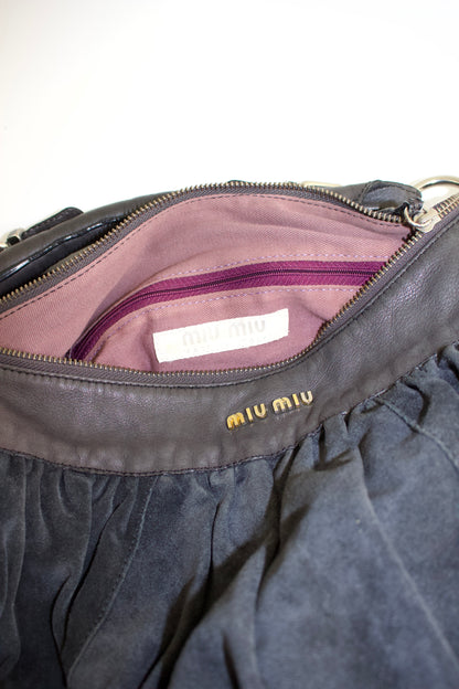 Miu Miu grey suede hobo bag
