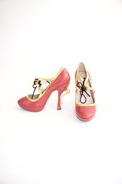 Miu Miu SS 2008 red and gold pumps