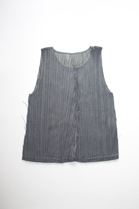 Issey Miyake Pleats Please grey sleeveless top