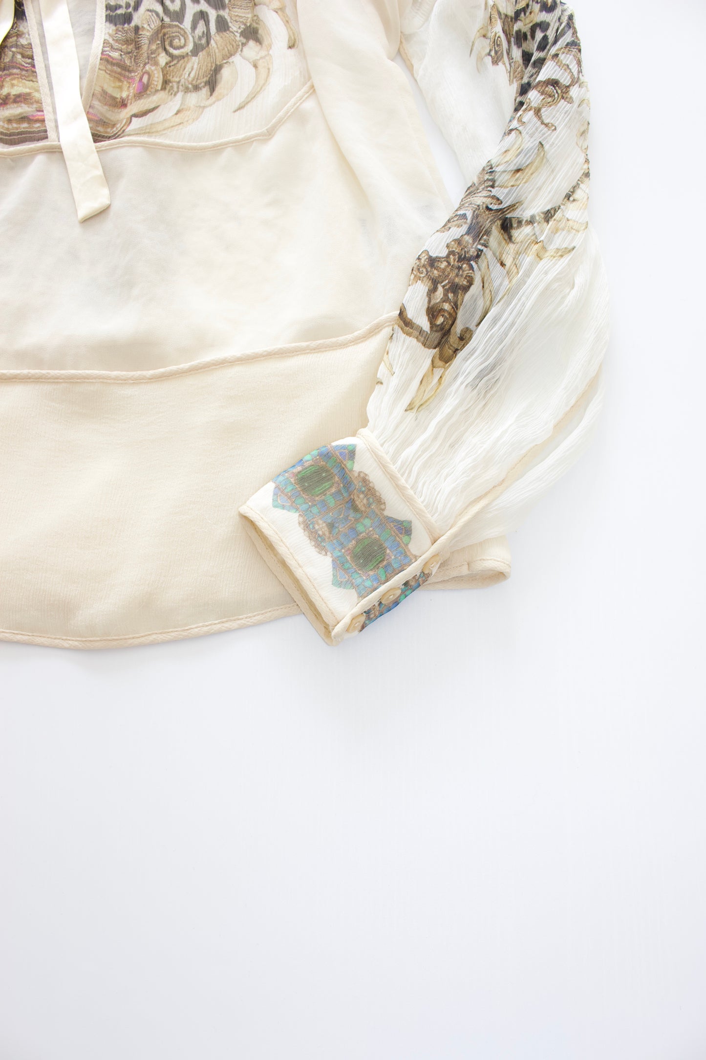 Just Cavalli cream animal printed silk blouse