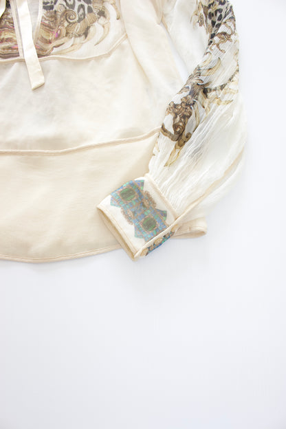 Just Cavalli cream animal printed silk blouse