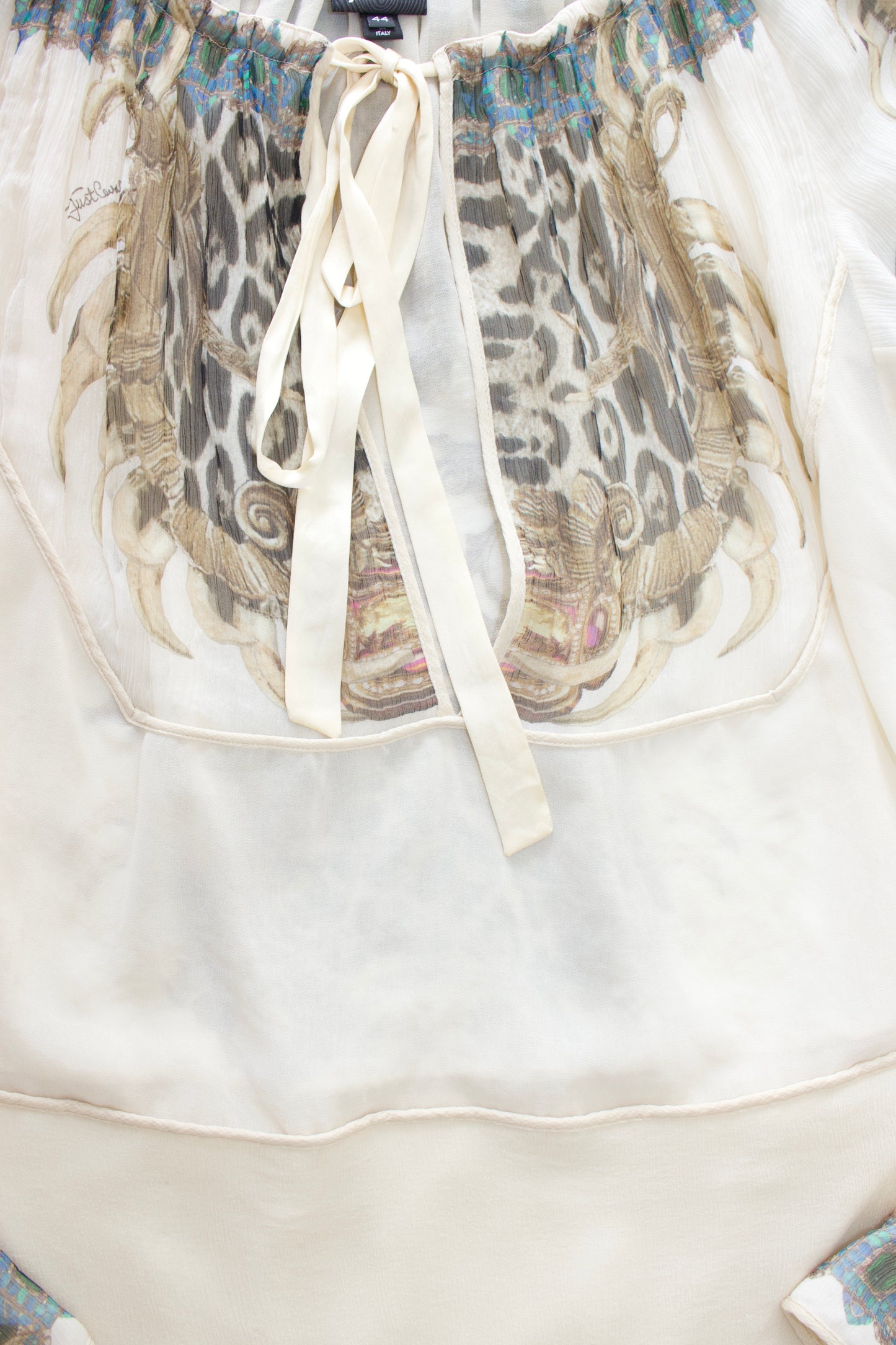 Just Cavalli cream animal printed silk blouse