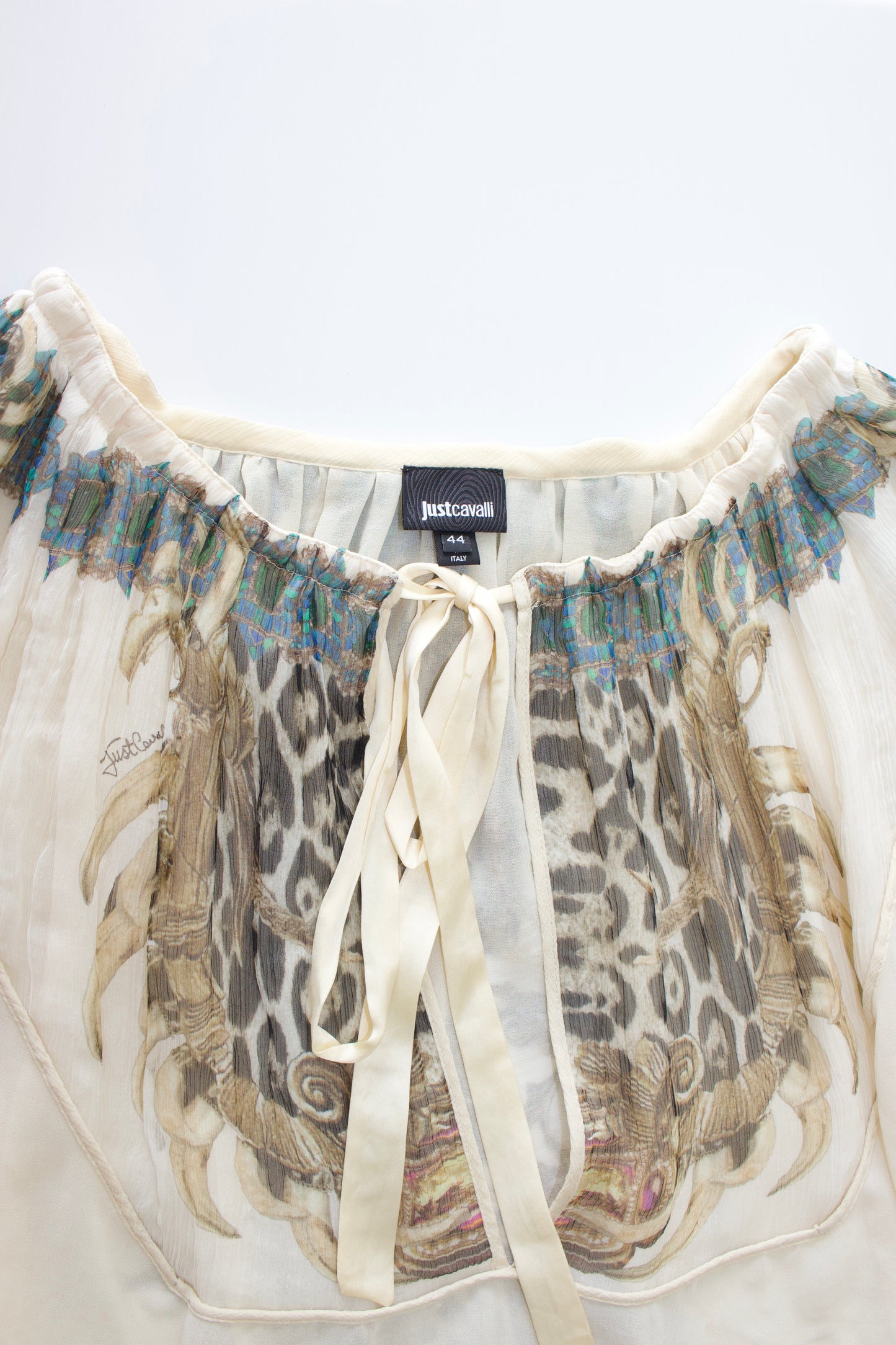 Just Cavalli cream animal printed silk blouse