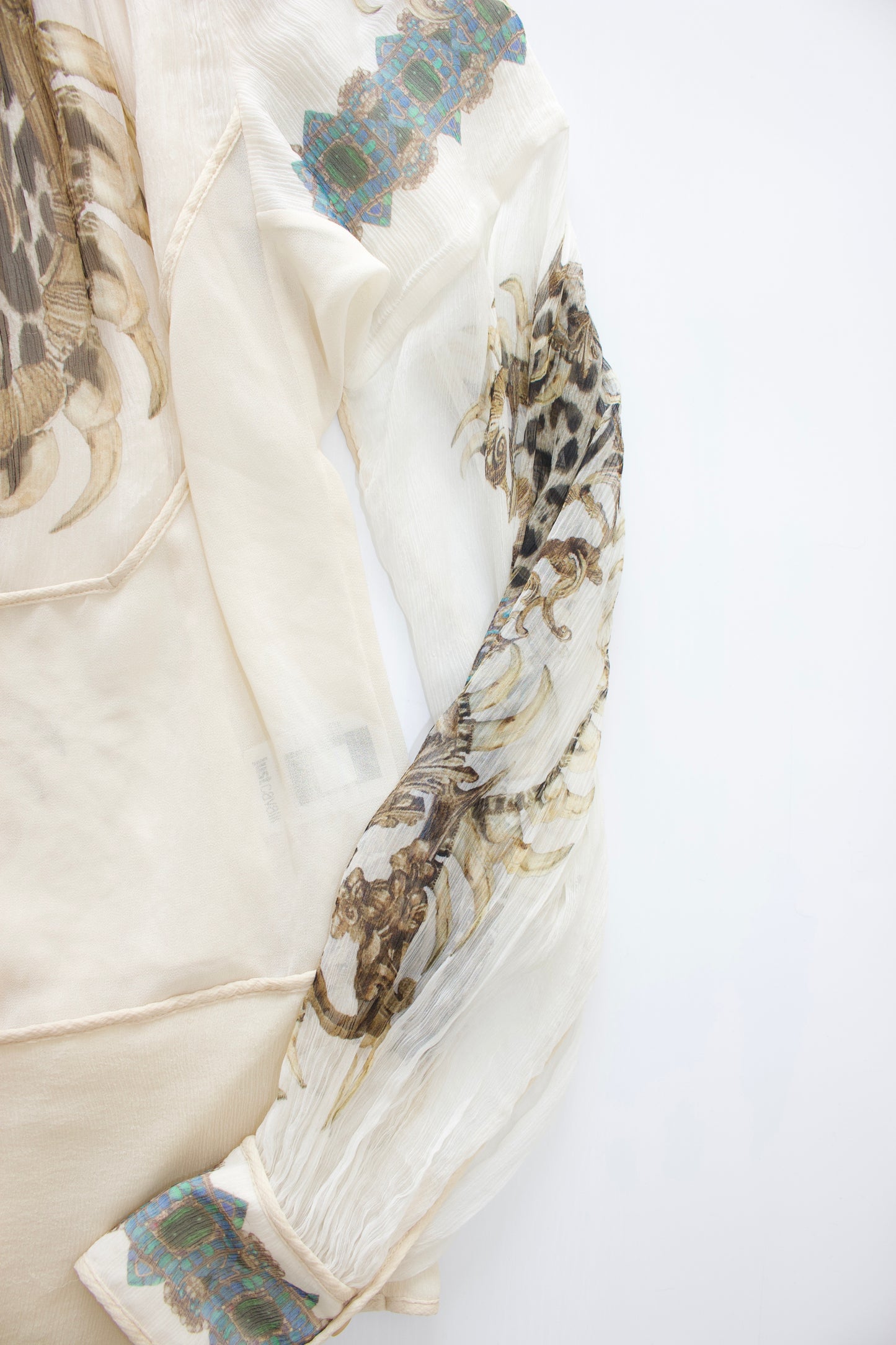 Just Cavalli cream animal printed silk blouse