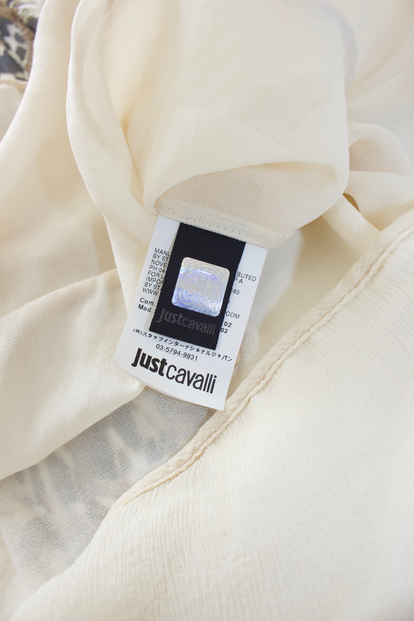 Just Cavalli cream animal printed silk blouse