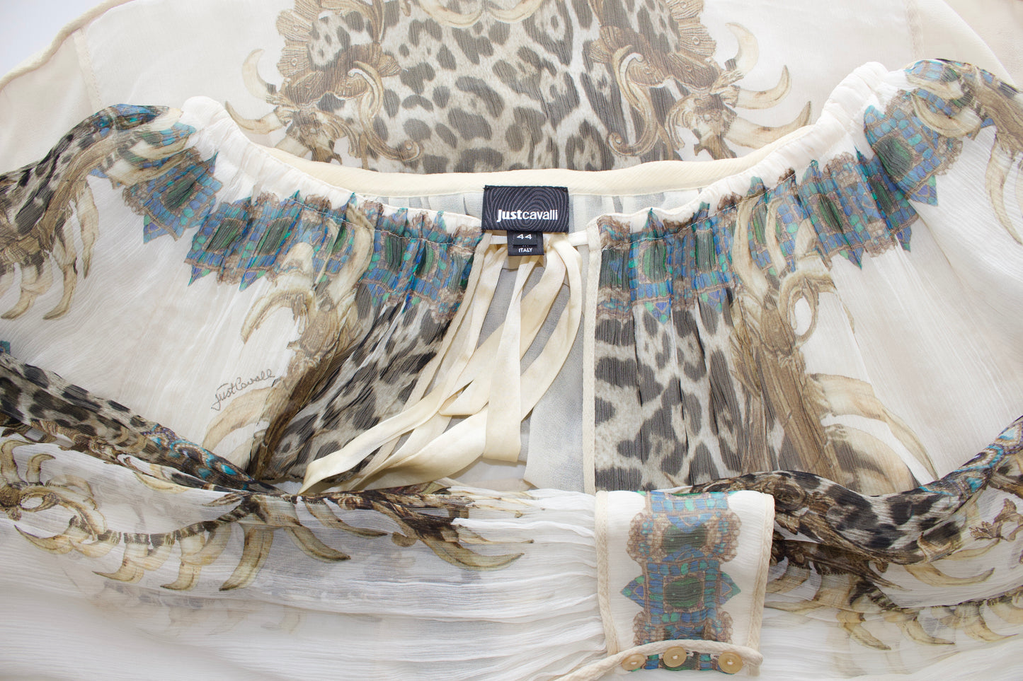 Just Cavalli cream animal printed silk blouse