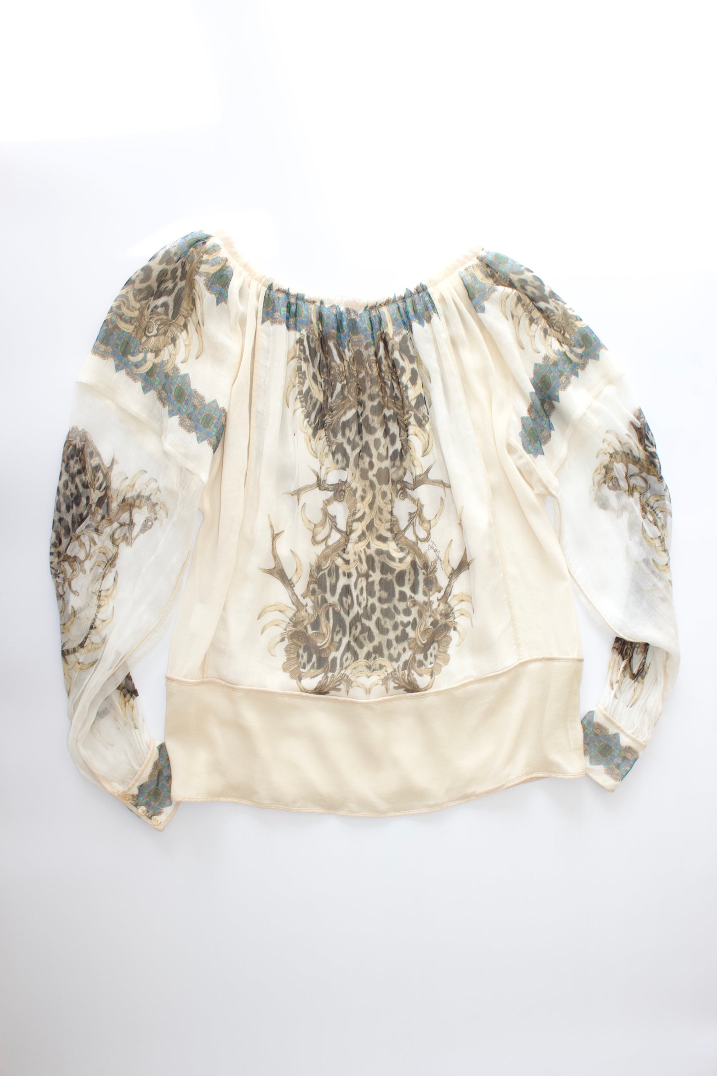 Just Cavalli cream animal printed silk blouse