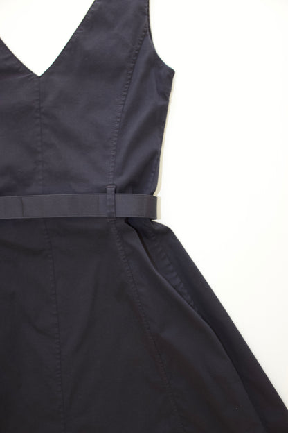 Prada SS 1995 navy A-line dress with logo belt