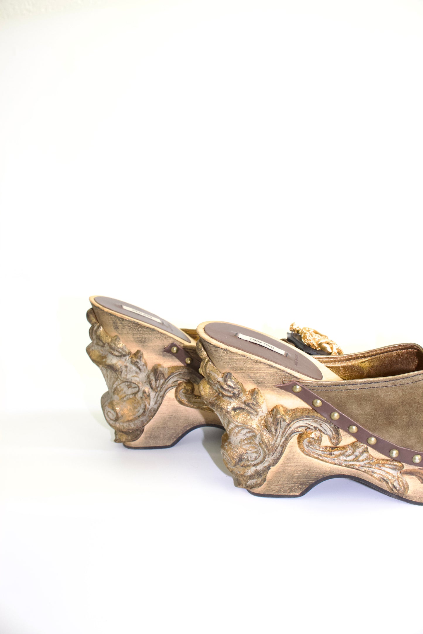 Miu Miu FW 2006 khaki wooden clogs