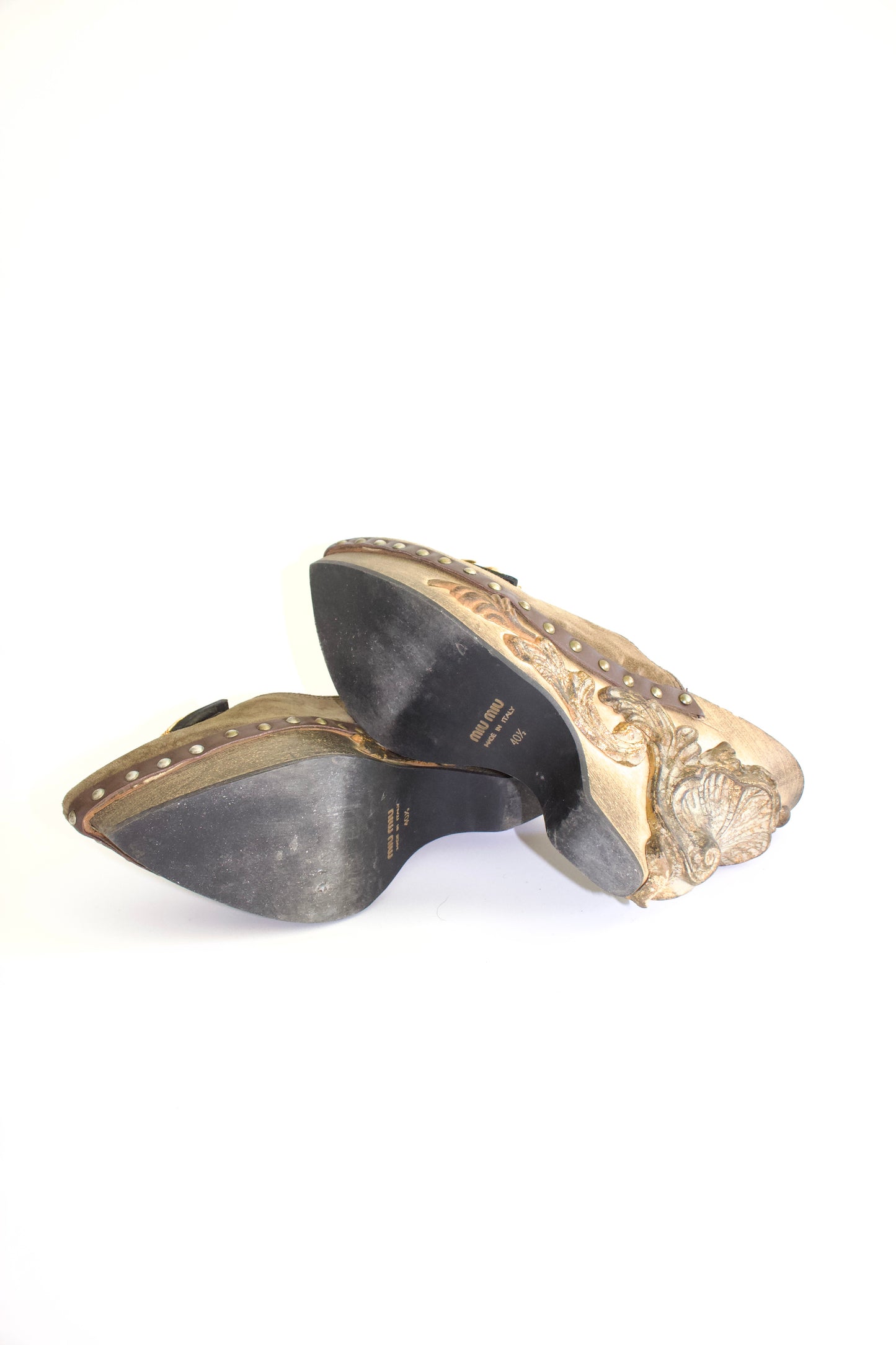 Miu Miu FW 2006 khaki wooden clogs
