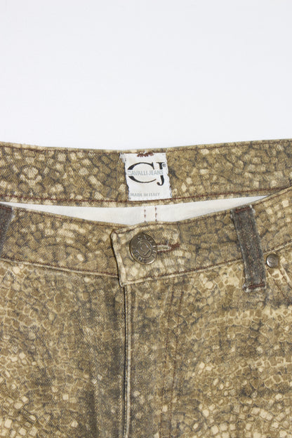 Roberto Cavalli golden mosaic-printed jeans