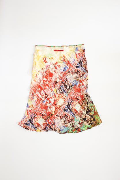 Jean Paul Gaultier FW1995 'Safe Sex’ comic print midi-skirt